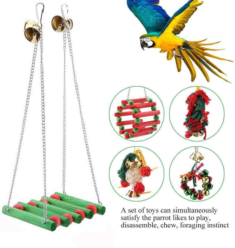 [Australia] - SONYANG 5 Pcs Pet Bird Parrot Cage Toy, Bird Hanging Swing Shredding Chewing Perches Parrot Toy for Parrot Macaw African Grey Budgie Parakeet Cockatiels Conure Cockatoo Cage Toy Christmas Decoration 