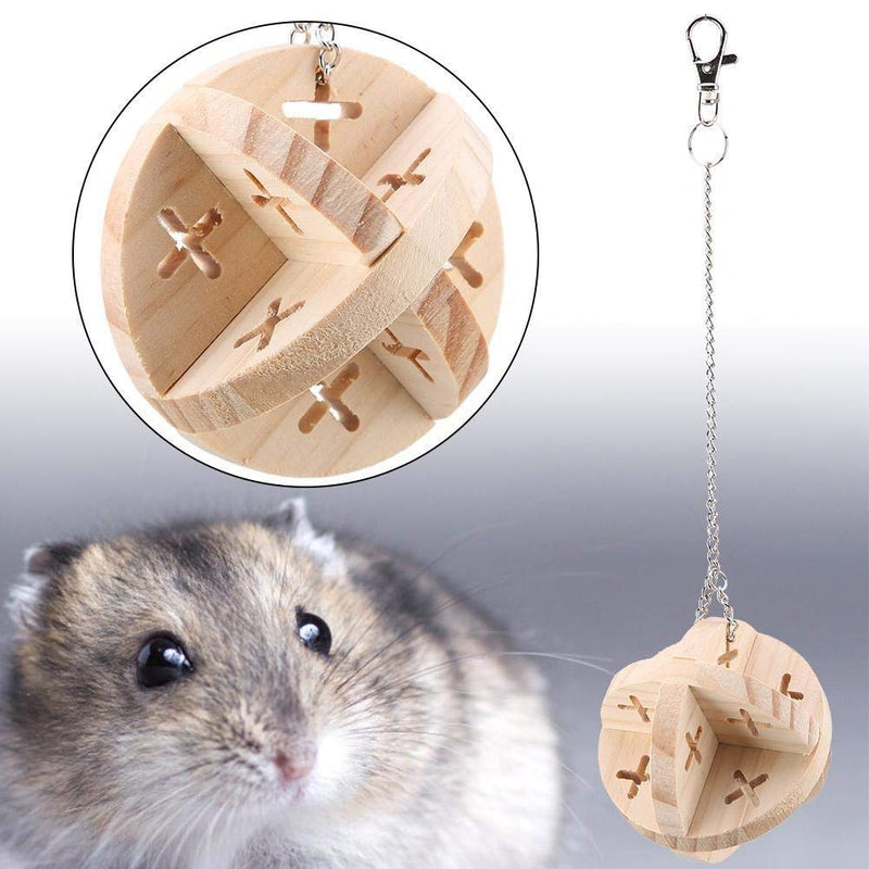 Unibell Small Animals Hamster Chinchilla Rabbit Wood Ball Toy Pet Funny Hanging Toy Cage Toys - PawsPlanet Australia