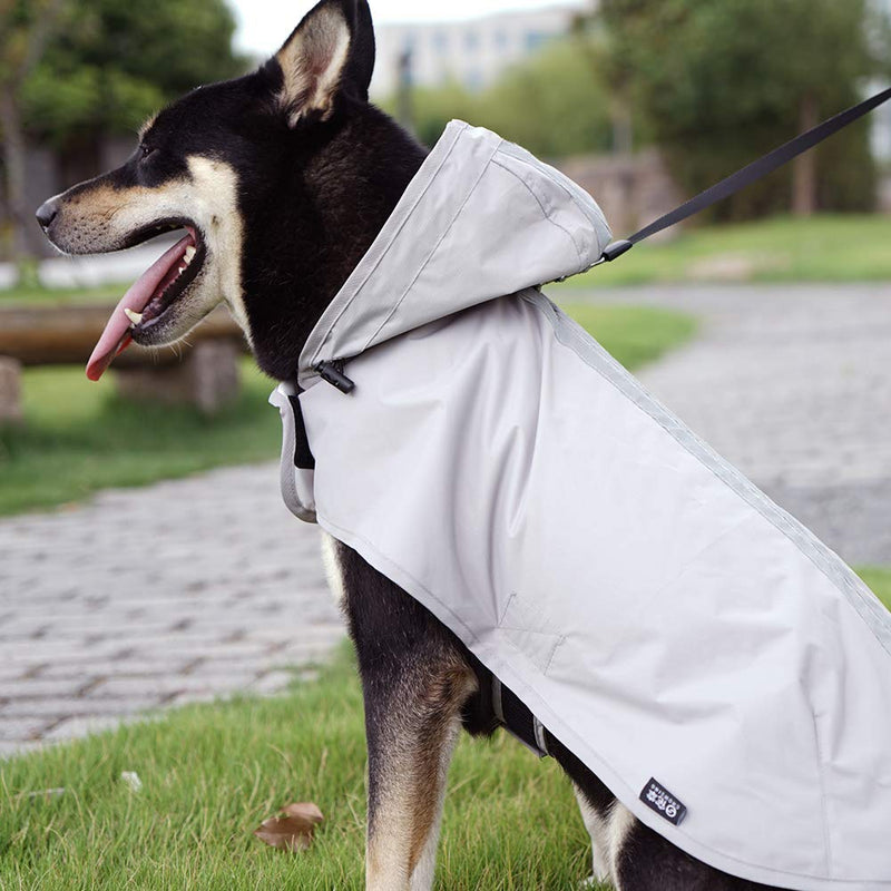Nourse CHOWSING Dog Raincoat Lightweight Waterproof Dog Raincoats, with Reflective Safety Strip & Leash Hole Raincoat, for Large & Medium Dogs Grey (XXL) XXL- Up to 66 LBS - PawsPlanet Australia