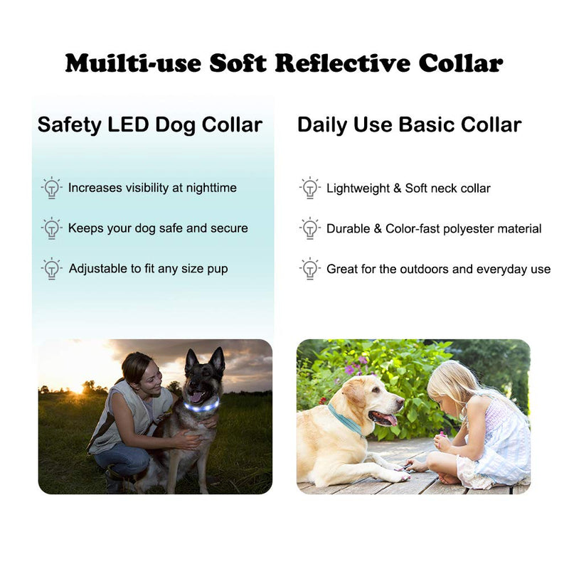 [Australia] - LED Dog Collar - Rechargeable Light Up Safety Pet Collar - Waterproof Flashing Light Up Dog Collar, Basic Dog Collars L(19-23.6"/48-60cm) Blue 