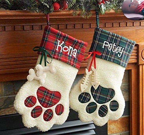 [Australia] - LO LORD LO Christmas Stocking for Pet Dog Cat Large Paw Stocking for Personalize Cat Paw Stocking 