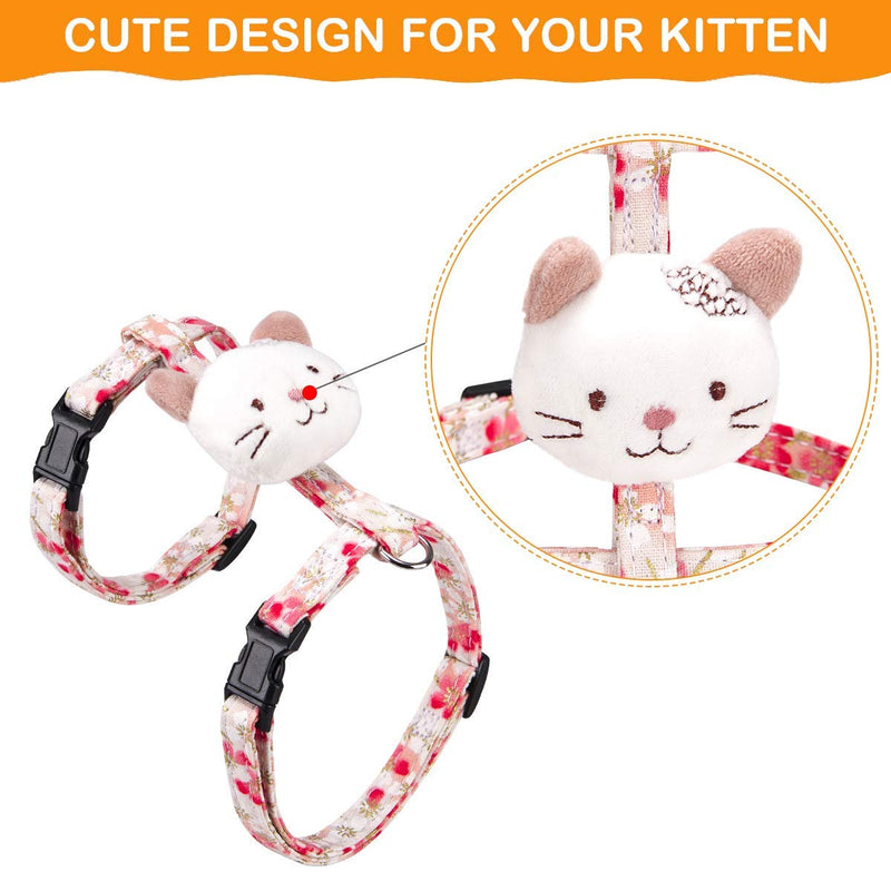 Dociote Cat Kitten Harness and Lead Set, Adjustable Cat Harness Escape Proof with Leash Set for Walking Pet Vest for Cats Kitty Harness with Leash Pink Sakura - PawsPlanet Australia