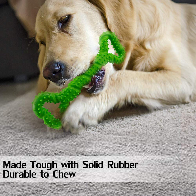 [Australia] - Hipat Dog Chew Toy for Aggressive Chewers, 13 Inch Large Solid Rubber Chew Toy with Soft Massaging Surface for Tooth Cleaning, Interactive Dog Tug Toy Green 