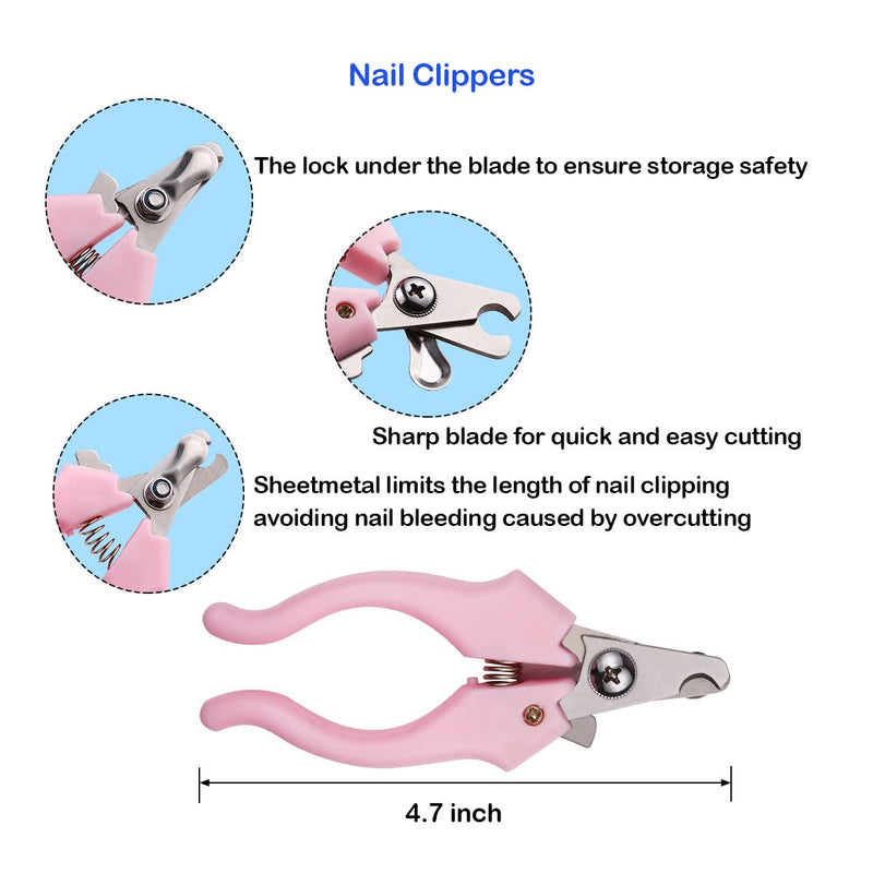 Elfirly Professional Dog Grooming Scissors Kit Stainless Steel Round Tip Cutting Thinning Curved Scissors Combing Pet Hair Trimming Scissors Set with Extra Dog Nail Clippers for Dogs and Cats Red - PawsPlanet Australia