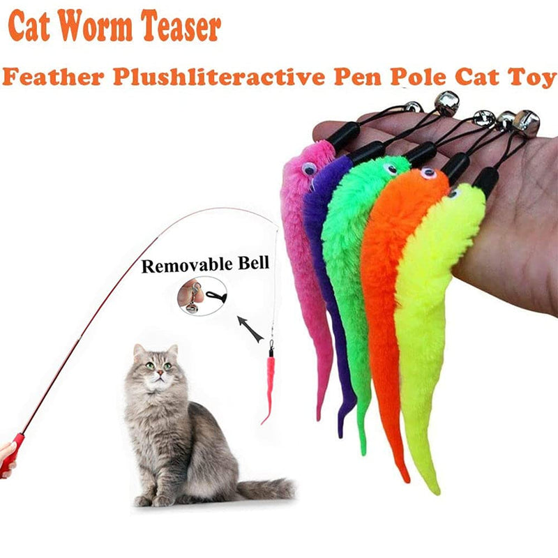 Aidiyapet Cat Feather Toys, Interactive Retractable Cat Teaser Wand with Bells and Feather, Cat Toys for Indoor Cats Kitten Interactive Training(10PCS) - PawsPlanet Australia