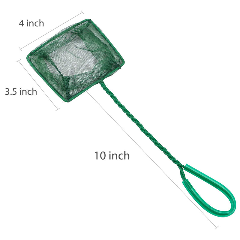 [Australia] - Pawfly 4 Inch Aquarium Net Fine Mesh Small Fish Catch Nets with Plastic Handle - Green 1 Pack 