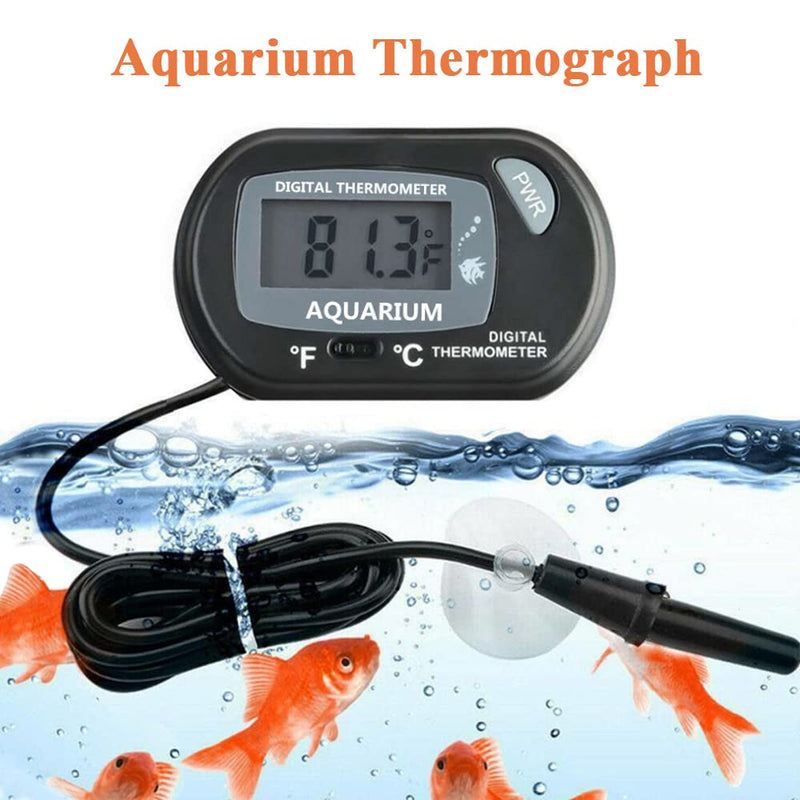 Mesee Aquarium Thermometer, LCD Digital Electronic Thermometer with Suction Cup Water Thermograph for Fish Tank Terrarium Marine Reptile Habitat Measuring Temperature - PawsPlanet Australia