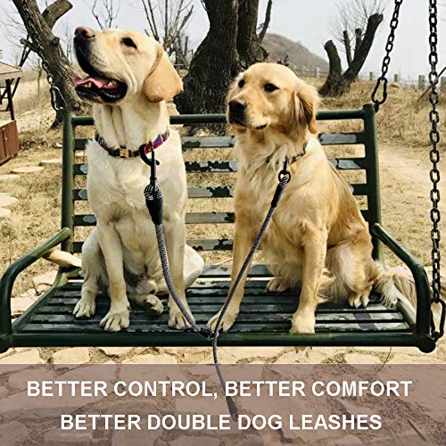 [Australia] - YUCFOREN Double Dog Leash Coupler, Sliding Dual Dog Lead Splitter, No Tangle Walking 2 Dogs, Medium Large Dog Leash Connector Black 