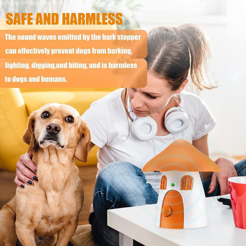 Anti Barking Device, Dog Barking Control Devices to Stop Dogs Excessive Barking, Ultrasonic Dog Barking Deterrent Waterproof for Outdoor Indoor Orange - PawsPlanet Australia