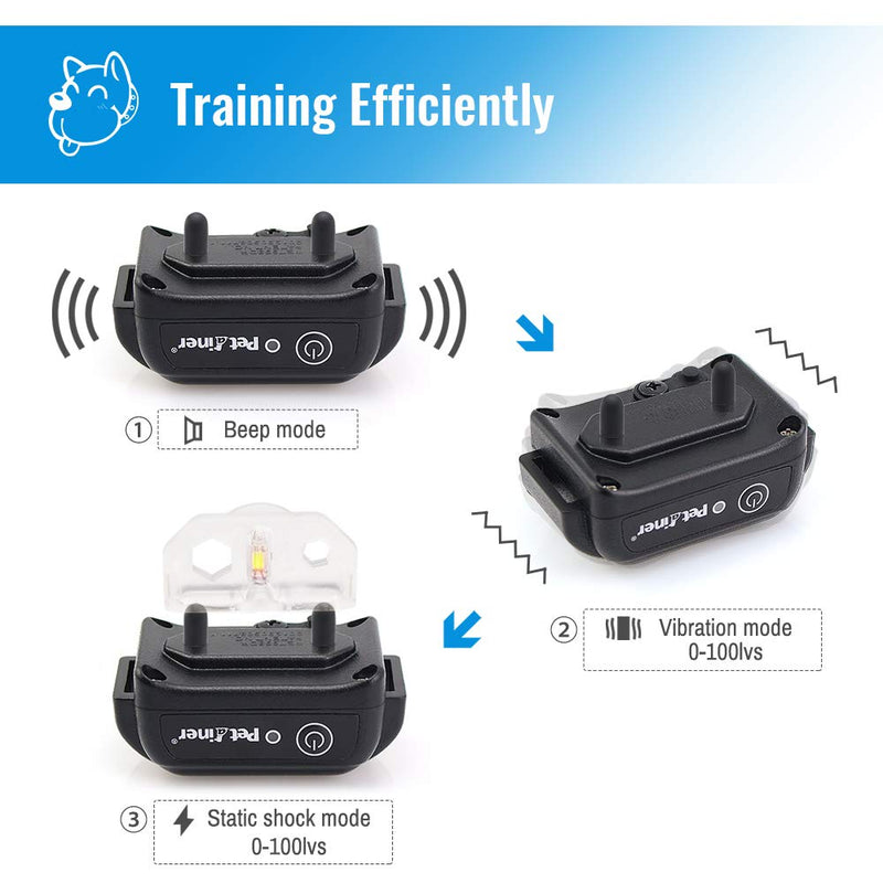 Petrainer Training Collar for Dogs - Waterproof Rechargeable Dog Training E-Collar with 3 Safe Correction Remote Training Modes, Static, Vibration, Beep for Dogs Small, Medium, Large - PawsPlanet Australia