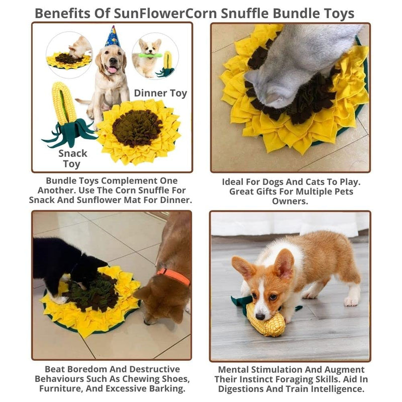 AdoptAgust Snuffle Mat for Dogs - Stress Relief Dog Sniffing Mat, Sniff Mat for Dogs to Beat Boredom and Mental Stimulation, Hypoallergenic Snuffle Mat for Dogs, Puppies, and Cats. SunflowerCorn - PawsPlanet Australia