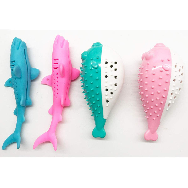 Tangger 4 PCS Cat Toothbrush Fish Toy,Silicone Fish Shape Cat Toothbrush Teething Toy with Catnip Pet Toys,Cat Teeth Cleaning Care Toy Pet Molar Stick,2 Styles - PawsPlanet Australia