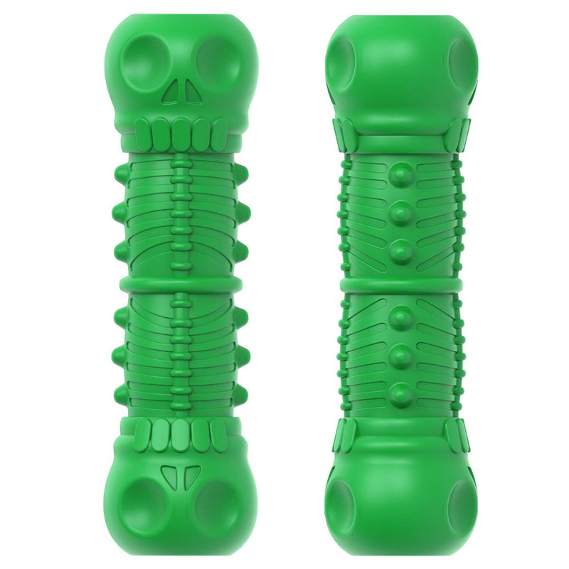 HETIAL Skull Dog Chew Toys for Aggressive Chewers, Dog Squeaky Toys with Milk Flavor, Indestructible Tough Durable Dog Toothbrush Toys (Skull shape, Green) - PawsPlanet Australia