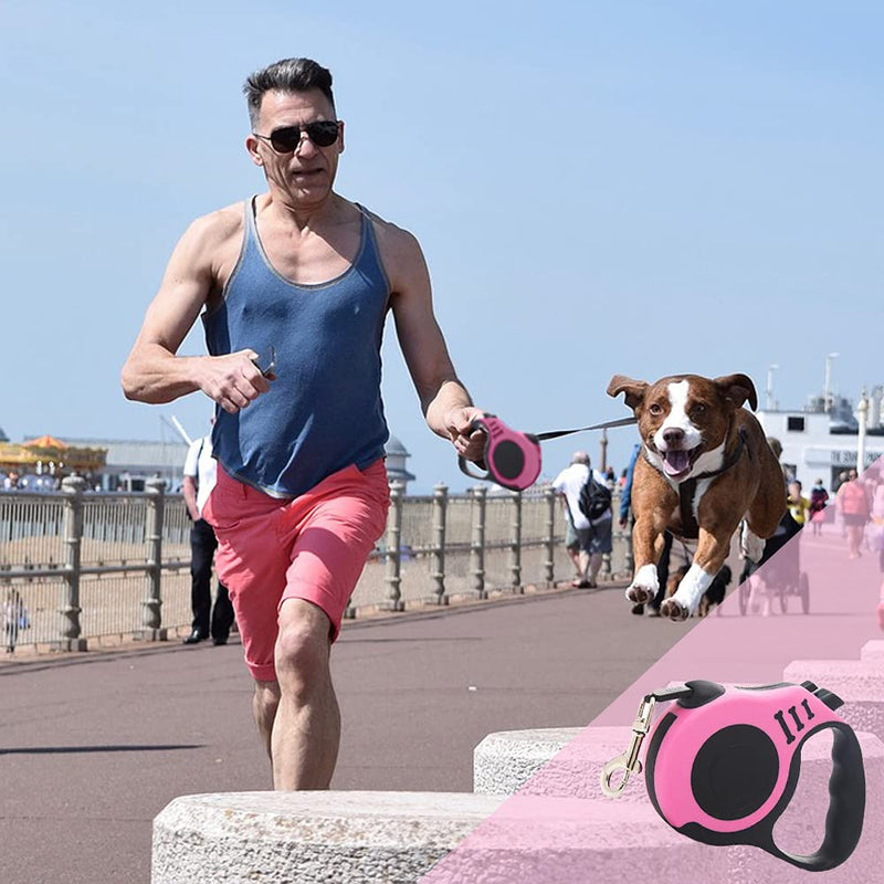 Dog leash, retractable dog leash for small, medium and large dogs, pink, 5 m 5 meters - PawsPlanet Australia