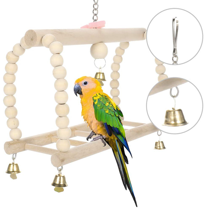 Yorgewd 7 Pack Bird Toys, Natural Wood Small Bird Cage Toys Small Parrot Swing Chewing Toys for Budgies, Small Parakeets, Conures, Love Birds, Cockatiel, Finches - PawsPlanet Australia