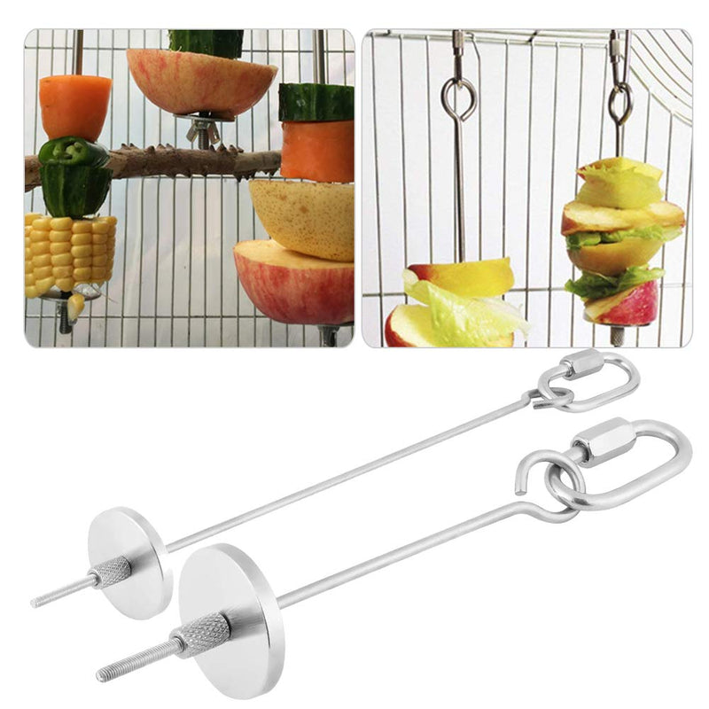 ViaGasaFamido Bird Feeder Toy, Stainless Steel Parrot Stick Holder Bird Skewer Fruit Vegetable Food Cage Foraging Toy Parrots Treating Tool for Finch Canary Bird(L) L - PawsPlanet Australia