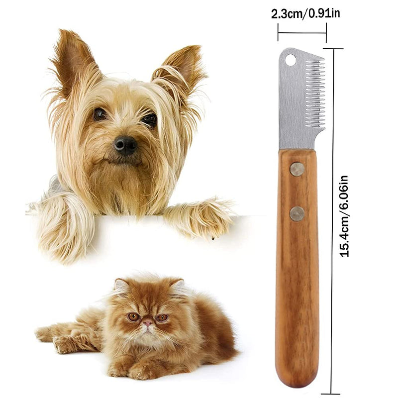 Aidiyapet Dog Professional Stripping Knife, Pet Deshedding Tool Brush Pet Grooming Tool Ergonomic Wooden Handle (Grey) - PawsPlanet Australia