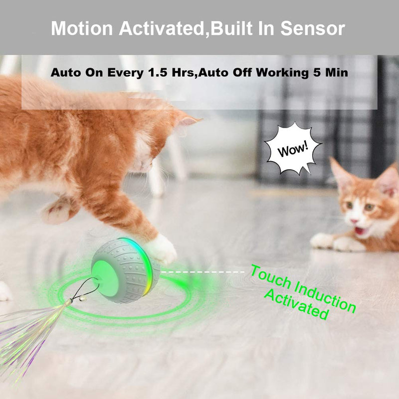 [Australia] - YVE LIFE Robotic Interactive Cat Feather Toys for Indoor Cats,Automatic Moving Cat Toys with Large Capacity Battery,Cat Mice/Ball/Wand Toys for Kitten/Cats 