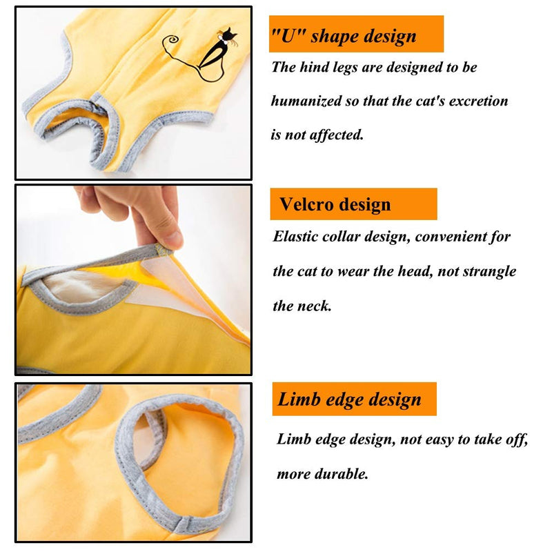 Coppthinktu Cat Recovery Suit for Abdominal Wounds or Skin Diseases Breathable Cat Surgical Recovery Suit for Cats E-Collar Alternative After Surgery Wear Anti Licking Wounds Small A-Yellow - PawsPlanet Australia