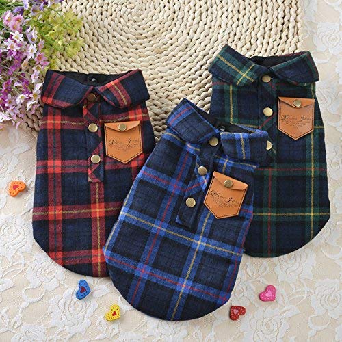 [Australia] - BBEART Pet Clothes, England Plaid Double Layer Flannel T-Shirt Autumn Winter Warm Dog Clothes for Small or Medium Pet Dogs Clothing Chihuahua Yorkshire Poodle Apparel Costumes M Green 