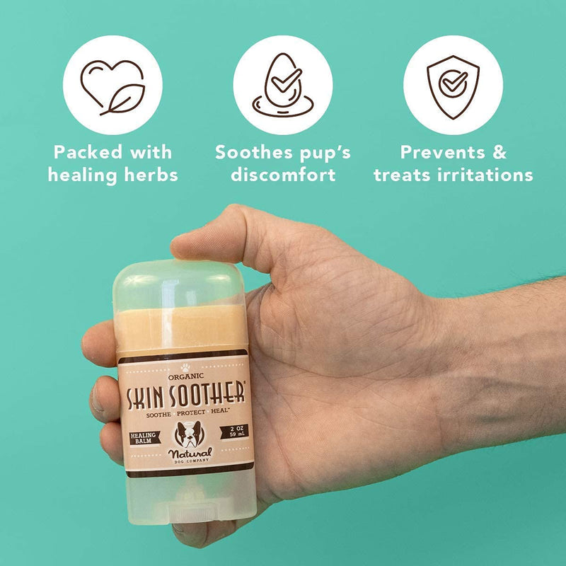 Natural Dog Company - SKIN SOOTHER | All-Natural, Organic, Vegan Balm for Dry, Itchy Skin, Skin Irritations, Minor Cuts, Scrapes, Bug Bites and more - 2oz/59ml Stick - PawsPlanet Australia