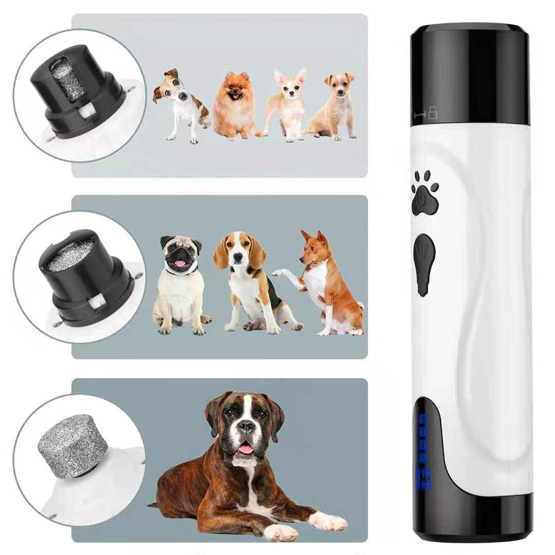 Electric Dog Nail Grinder, Dog Nail Trimmer, Super Quiet Dog Nail File, Pet Nail Grinder for Small Large Dogs Cats Claw Care & Grooming , 3 Grinding Wheels, 3 Speeds, USB Rechargeable, with LED Bulbs - PawsPlanet Australia