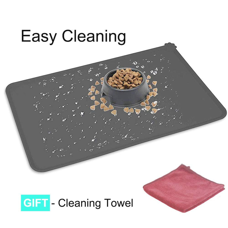 [Australia] - Lessmon Dog Cat Feeding Mat, Silicone Waterproof Pet Food Mat Grey 