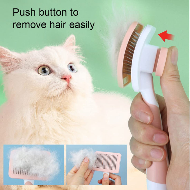 Cat brush, short hair cat brush, dog hair brush, fur brush for cats, with cleaning button for pets, short cat brush. (green) Green - PawsPlanet Australia