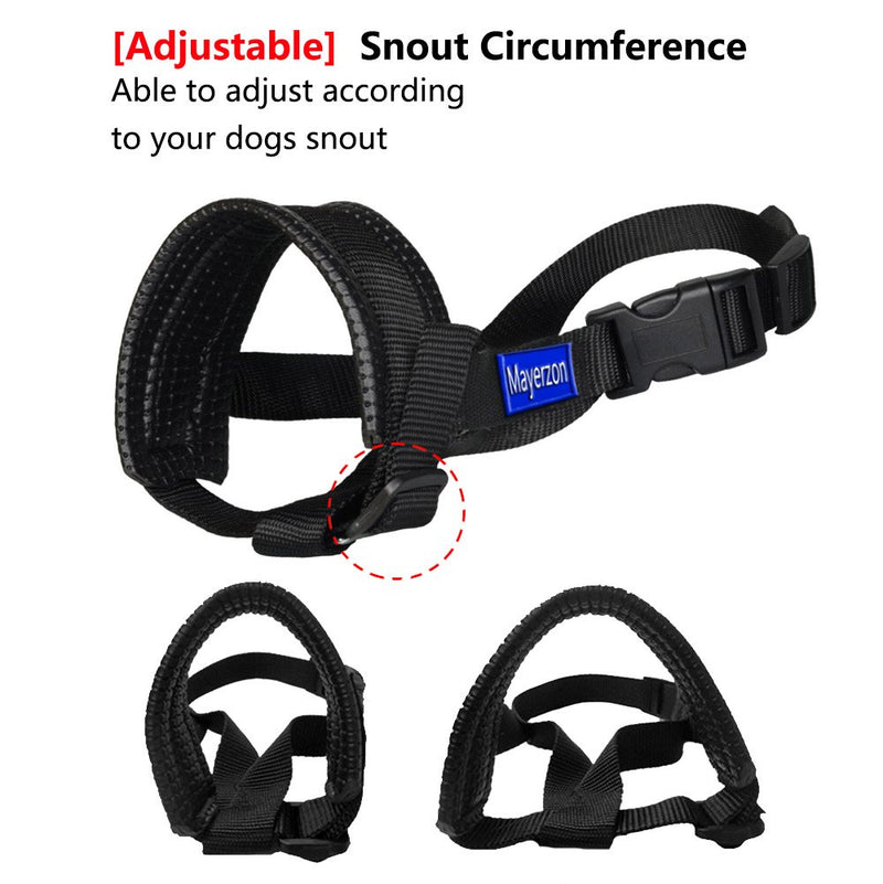 [Australia] - Dog Muzzle Nylon Soft Padding, Adjustable Loop, Black Medium 