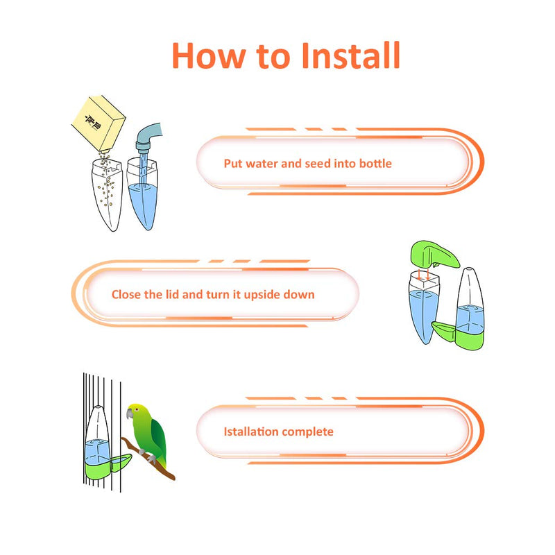 Jmxu's Bird Feeder and Drinker Set, Clear Plastic Seed &Water Dispenser, 7 Days Capacity, Fits Most Cage, Automatic Feeding for Parrot Parakeets Canaries Finches Budgie 70ml - PawsPlanet Australia