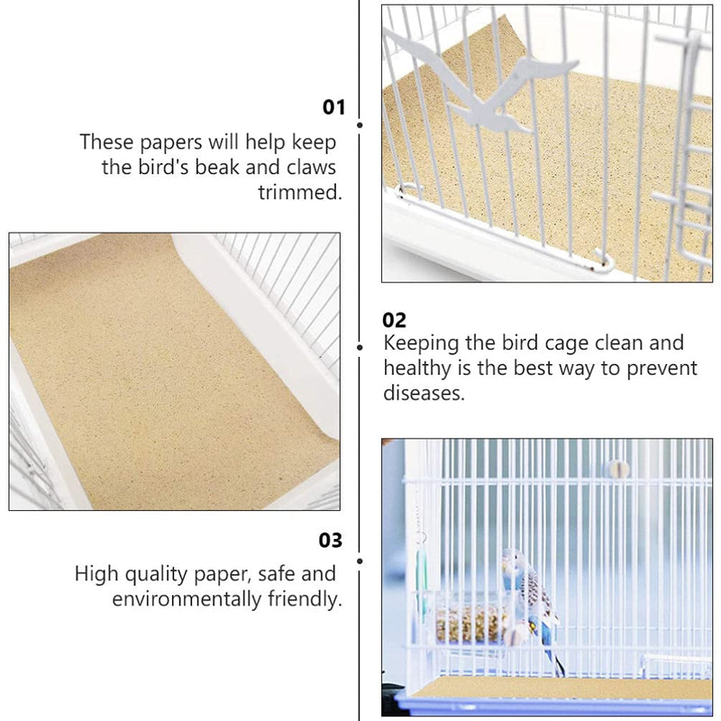 NUOBESTY 10 Sheets Bird Cage Gravel Paper Parrot Cage Sandpapers Cushion Pad Pet Animal Bedding Accessories for Parakeets Cockatiels Conures Claw Grinding Random Color |16.92x11.02 inch - PawsPlanet Australia