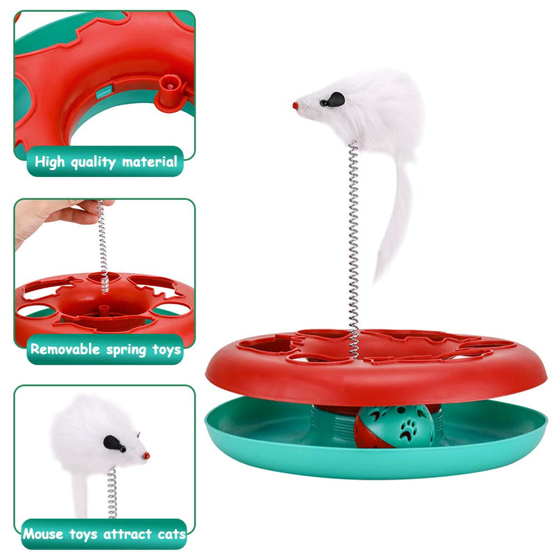 Cat Toys, Cat Toys for Indoor Cats,Interactive Kitten Toys Roller Tracks with Catnip Spring Pet Toy with Exercise Balls Teaser Mouse Christmas red - PawsPlanet Australia