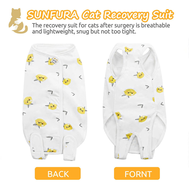 SUNFURA Surgical Recovery Suit for Cats, Cat Recovery Suit Professional Onesie for Abdominal Wounds Surgery Protector, Alternative to Cone of Shame After Spay/Neutering for Female Male Pets S Lemon - PawsPlanet Australia