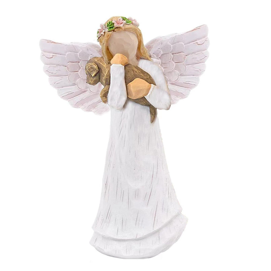 kathson Pet Sympathy Gift, Unique Remembrance Present,Angel Dog Friendship Memorials for Dog Lovers, Beautiful Willow Tree Figurine Wreath Angel Dog - PawsPlanet Australia