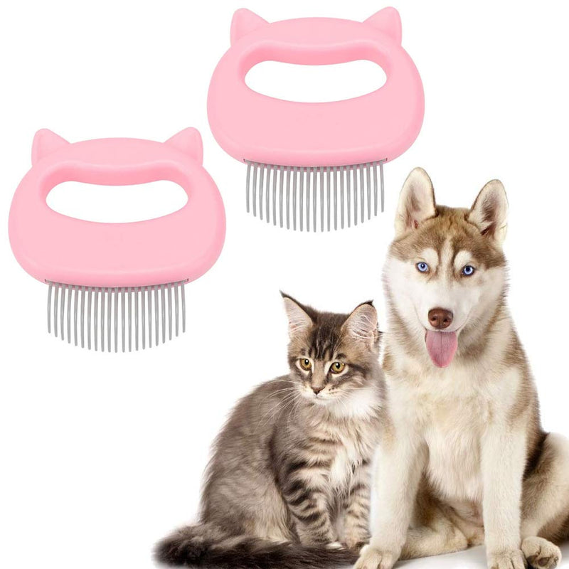 Cat brush, 2 pieces cat comb, cat brush long hair, brush dog short hair, massage comb for pet cats, massage comb pet, brush for removing loose hair, grooming cleaning (pink) 2 pieces pink - PawsPlanet Australia