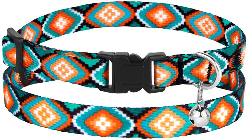 CollarDirect Cat Collar Breakaway Set of 2 PCS Tribal Pattern Aztec Pet Safety Adjustable Kitten Collar with Bell Ethnic + Tribal - PawsPlanet Australia