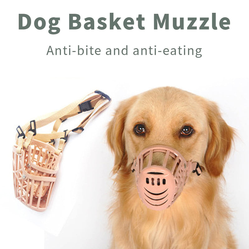 HUI JIN Plastic Basket Muzzle Adjustable Dog Muzzle for Small Medium Large Dogs,Light Khaki,Pack of 7 color-1 - PawsPlanet Australia
