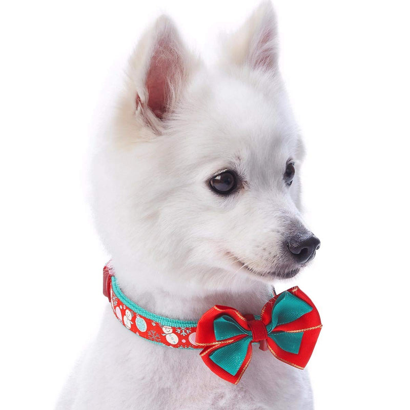 [Australia] - Blueberry Pet 20+ Patterns Christmas Festival Dog Collar Collection - Collars and Accessories for Dogs, Matching Lanyards for Pet Lovers Collar - (14.5"-20") Neck * 3/4" Wide Snowman Making 