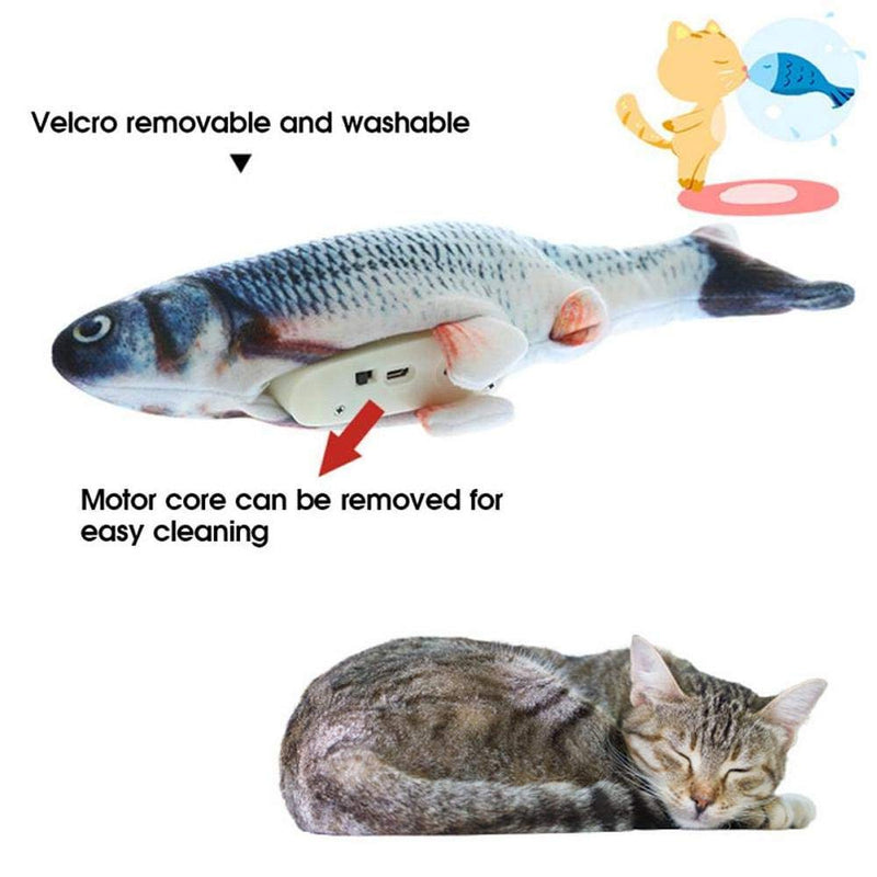 Queta Catnip Electric Realistic Simulation Toy Fish,Plush Wagging Interactive Pets Chewing Biting Kicking Pillow Fish for Cat Kitten Funny Cute Doll for Teeth Cleaning with USB Rechargeable Fish1 - PawsPlanet Australia