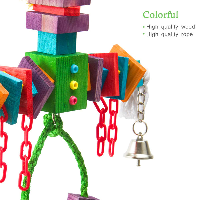 MEWTOGO Multicolored Parrot Bird Block Toys-Wooden Bird Block Chewing Toys for a Variety of Parrots and Birds Like Macaws Parakeet Cockatiel Robot - PawsPlanet Australia