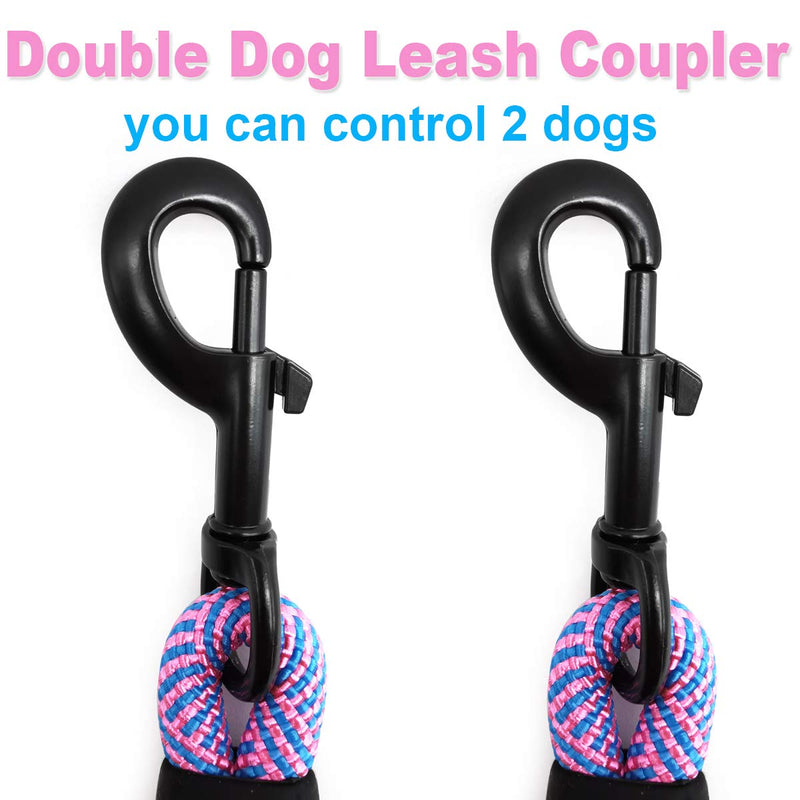 Mycicy Double Dog Lead Coupler, for Two Dogs, No Tangle 360° Swivel Rotation Dual Strong Lead, for Large Medium Small Puppy Dogs Small (1/3"D x 33"L) Pinkblue - PawsPlanet Australia