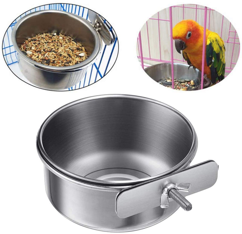 wegreeco 2 Pieces Bird Feeding Dish Cups Stainless Steel Parrot Feeding Cups Animal Cage Water Food Bowl Bird Cage Cups Holder with Clamp Holder for Bird Parrot Water Food Dish Feeder - PawsPlanet Australia