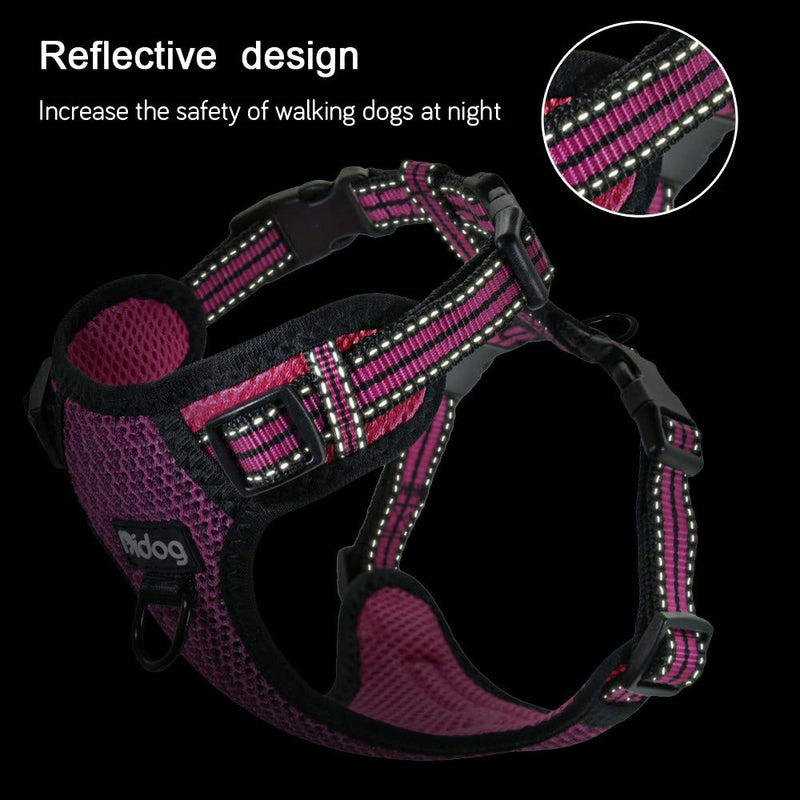 [Australia] - Didog No Pull Dog Vest Harness,Step-in Dog Harness with Soft Breathable Air Mesh,Reflective Escape Proof Harness for Walking Small Medium Dogs Chest:12-14.5" Hot Pink 