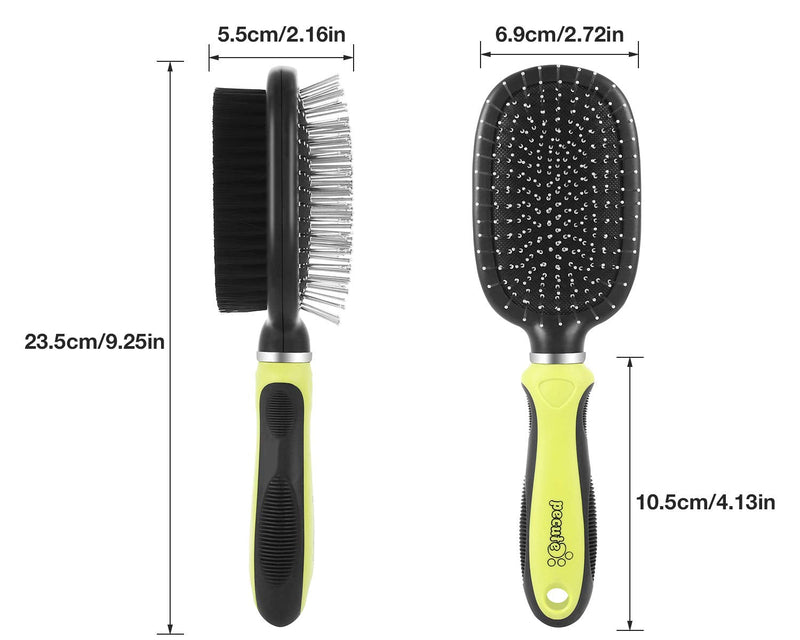 pecute Double Sided Pet Grooming Brush - 2 in 1 Pin & Bristle Soft Brush - Daily Use to Clean Loose Fur & Dirt - Great for Dogs and Cats With Short Medium Long Hair Fixed Head - PawsPlanet Australia