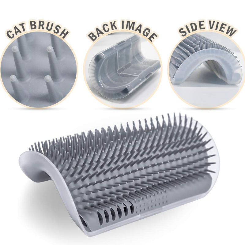 [Australia] - Companet Cat Self Groomer Brushes 2 Pack with Catnip,Wall Corner Groomers Soft Grooming Brush Scratcher and Brush for Short Long Fur Cats, Softer Massage Toy for Kitten Puppy Grey 