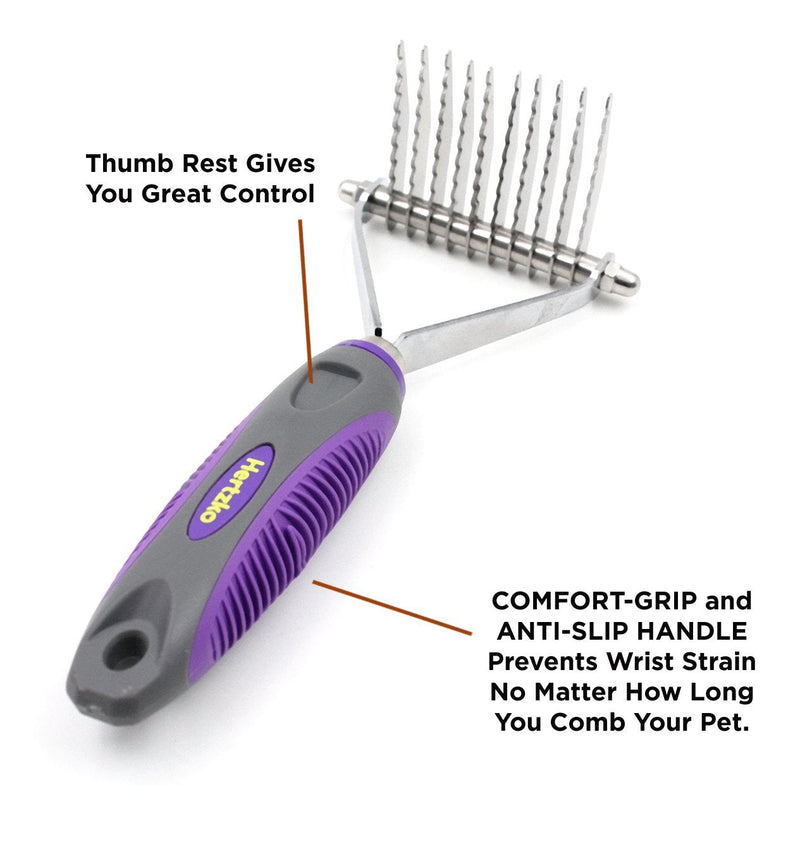 Undercoat Dematting Comb / Rake by Hertzko – Long Blades with Safety Edges - Great for Cutting and Removing Matted, Tangled, or Knotted Hair Undercoat - PawsPlanet Australia