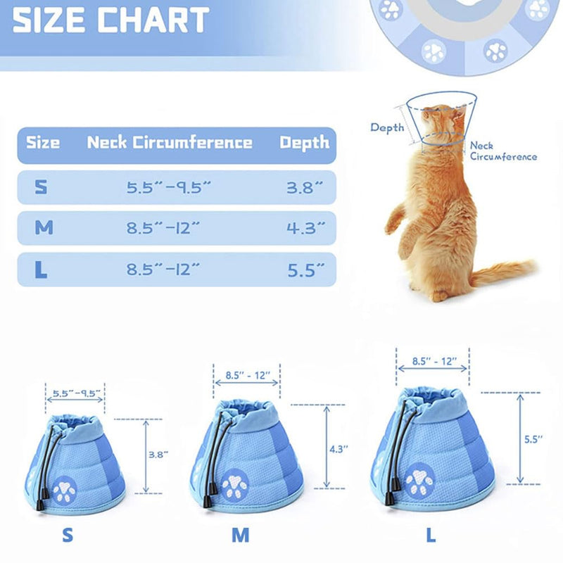 Moollyfox Cat Collar, Adjustable Collar, Cat Collar, Recovery Collar, Soft Collar Cone for Puppies, Small Dogs and Cats After Surgery and Injuries M Pack of 2 - PawsPlanet Australia