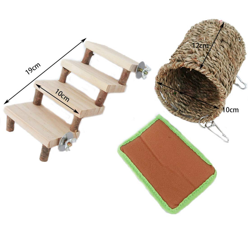 Hamster Chew Toys,Guinea Pig Wooden Molar Toys Wooden Stair and Drill Pipe Set Safe Climbing Protect Teeth Health for Golden Silk Bear Totoro Hamster Guinea Pig Gerbil Etc - PawsPlanet Australia