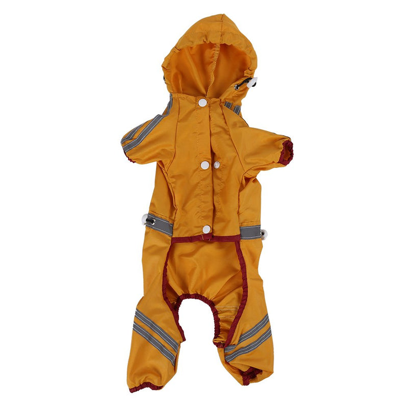 [Australia] - Filfeel Pet Raincoat, Waterproof Jacket Cat Dog Hood Rain Coat Reflective Jumpsuit Apparel Yellow M 