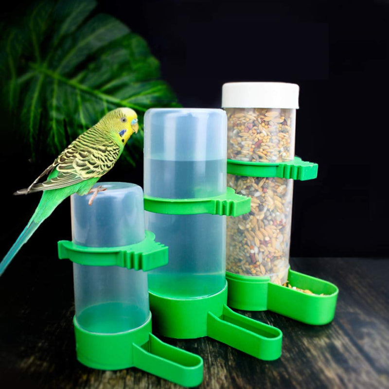 XISTEST Bird Feeder, Bird Water Dispenser for Cage, 2PCS Automatic Bird Water Feeder with 1PCS Food Feeder for Cage Pet Parrot Budgie Lovebirds Cockatiel 2PCS 60ml + 1PCS 150ml - PawsPlanet Australia